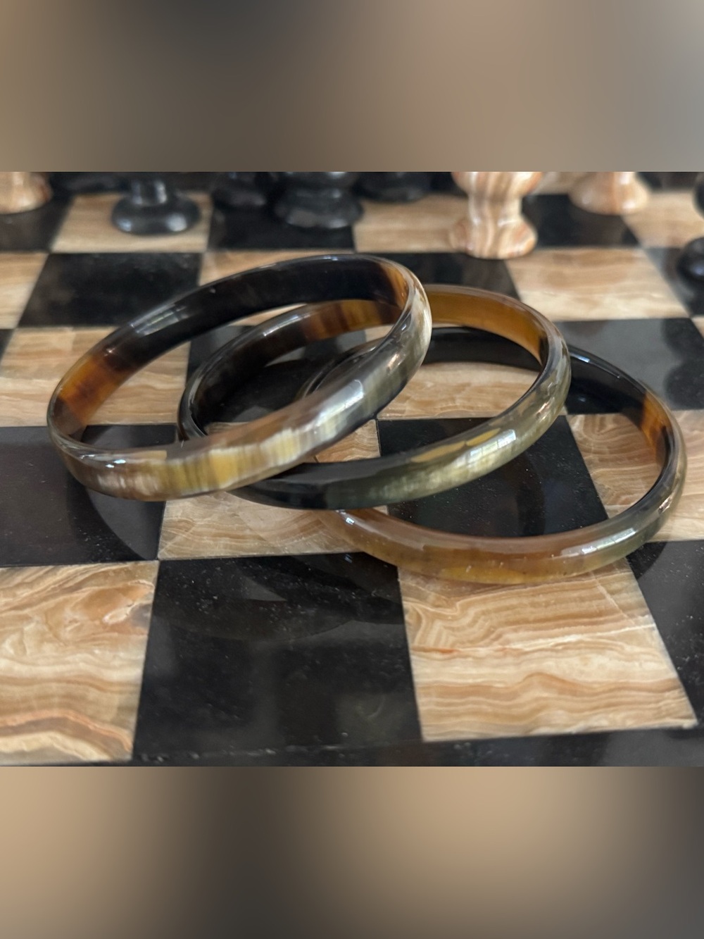 Natural Buffalo Horn Bangle Bracelet Brown Black Tortoise Style Boho Stackable